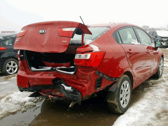 KNADM4A33E6324745 - 2014 KIA RIO LX RED photo 4