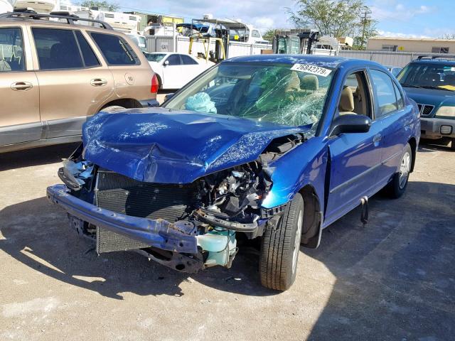 2HGES16385H537100 - 2005 HONDA CIVIC DX V BLUE photo 2