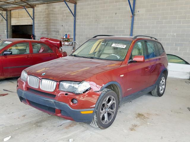 WBXPC93409WJ25652 - 2009 BMW X3 XDRIVE3 BURGUNDY photo 2