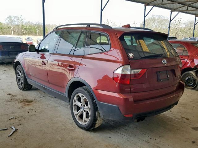 WBXPC93409WJ25652 - 2009 BMW X3 XDRIVE3 BURGUNDY photo 3