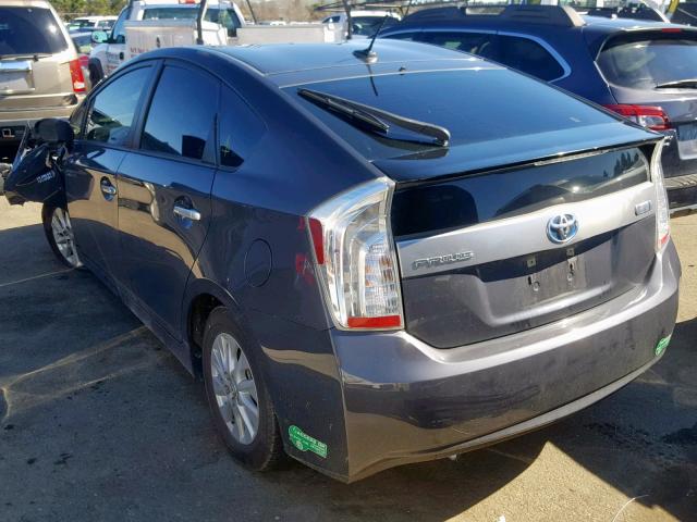 JTDKN3DP1E3061169 - 2014 TOYOTA PRIUS PLUG GRAY photo 3