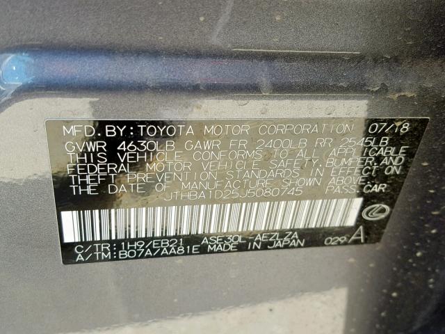 JTHBA1D25J5080745 - 2018 LEXUS IS 300 GRAY photo 10