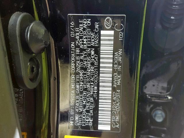 JTHBW1GG2G2118547 - 2016 LEXUS ES 300H BLACK photo 10