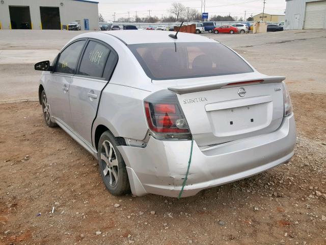 3N1AB6AP2CL775035 - 2012 NISSAN SENTRA 2.0 SILVER photo 3