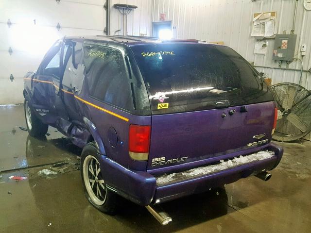 1GNCS18W0S2134026 - 1995 CHEVROLET BLAZER PURPLE photo 3