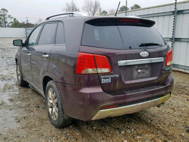 5XYKW4A21BG102192 - 2011 KIA SORENTO SX MAROON photo 3