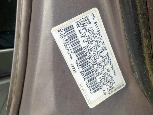 4T1BG12K2TU831324 - 1996 TOYOTA CAMRY DX GRAY photo 10