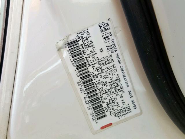 JT6GF10U5Y0049056 - 2000 LEXUS RX 300 WHITE photo 10