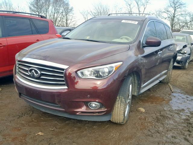 5N1AL0MM0DC338264 - 2013 INFINITI JX35 BURGUNDY photo 2