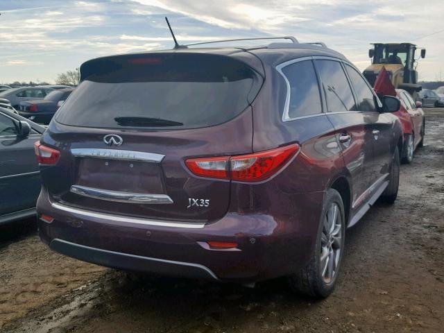 5N1AL0MM0DC338264 - 2013 INFINITI JX35 BURGUNDY photo 4