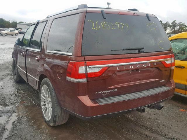 5LMJJ2LT6GEL06645 - 2016 LINCOLN NAVIGATOR 勃艮第红 照片 3