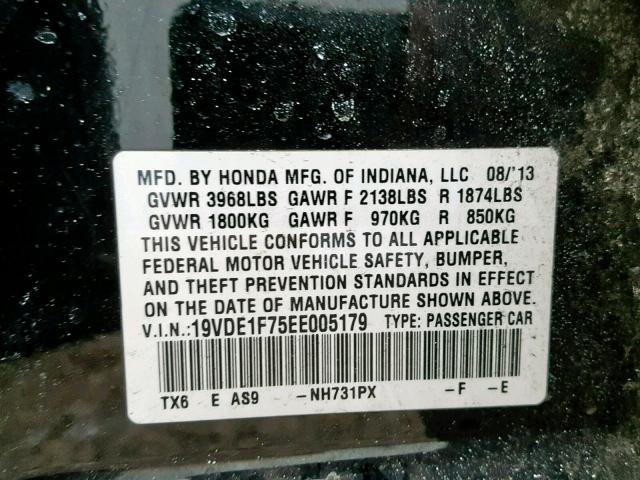 19VDE1F75EE005179 - 2014 ACURA ILX 20 TEC BLACK photo 10