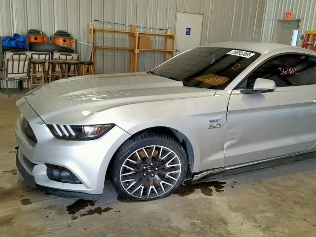 1FA6P8CF8F5387581 - 2015 FORD MUSTANG GT SILVER photo 9