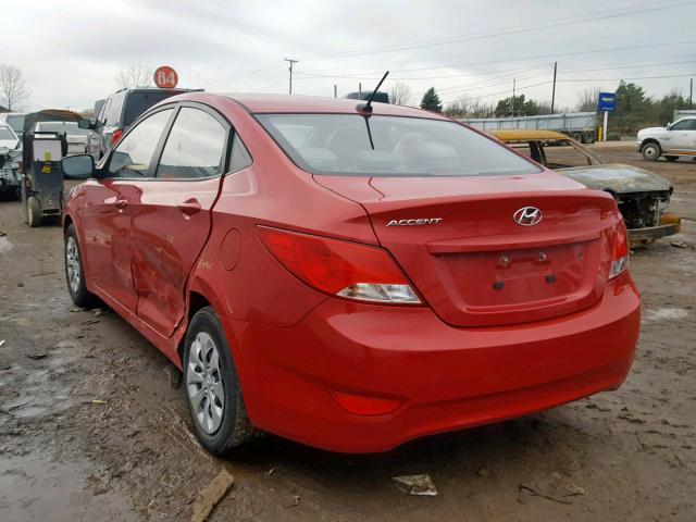 KMHCT4AEXGU073705 - 2016 HYUNDAI ACCENT SE RED photo 3