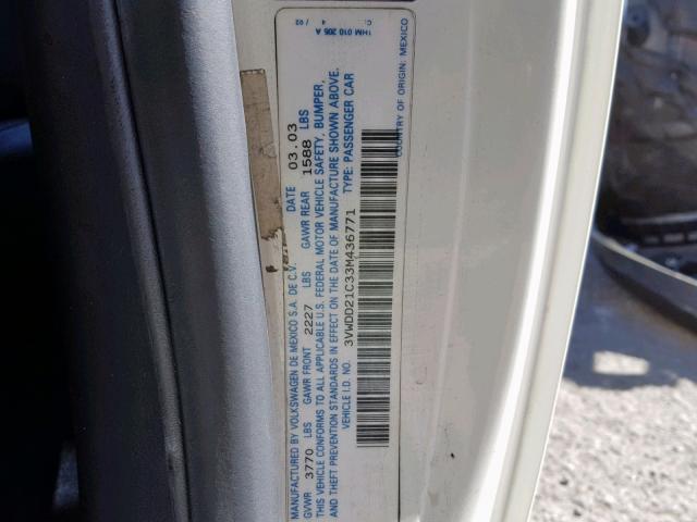 3VWDD21C33M436771 - 2003 VOLKSWAGEN NEW BEETLE Weiß Foto 10