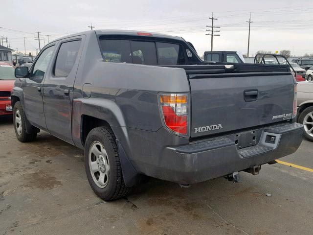 2HJYK16208H503672 - 2008 HONDA RIDGELINE GRAY photo 3