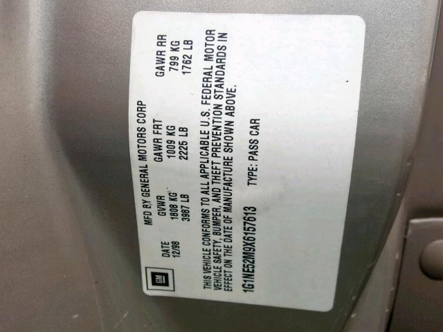 1G1NE52M9X6157613 - 1999 CHEVROLET MALIBU LS GOLD photo 10