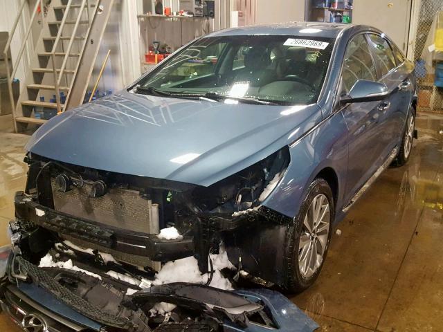 5NPE34AF0FH238479 - 2015 HYUNDAI SONATA SPO BLUE photo 2