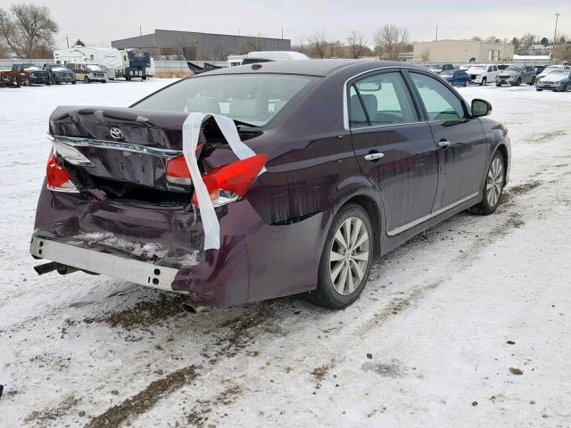 4T1BK3DB7BU391977 - 2011 TOYOTA AVALON BAS BURGUNDY photo 4