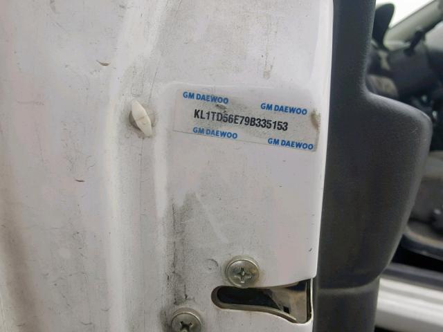 KL1TD56E79B335153 - 2009 CHEVROLET AVEO LS WHITE photo 10