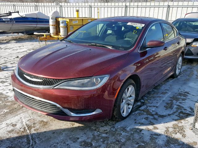 1C3CCCAB2FN712239 - 2015 CHRYSLER 200 LIMITE MAROON photo 2