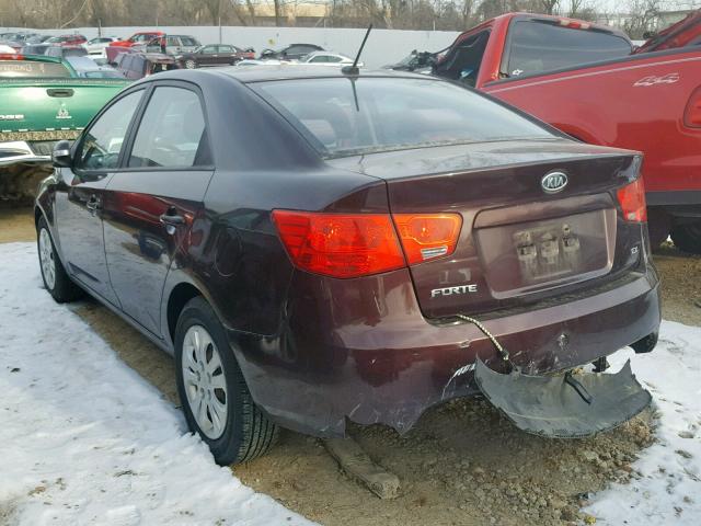 KNAFU4A24A5197052 - 2010 KIA FORTE EX PURPLE photo 3