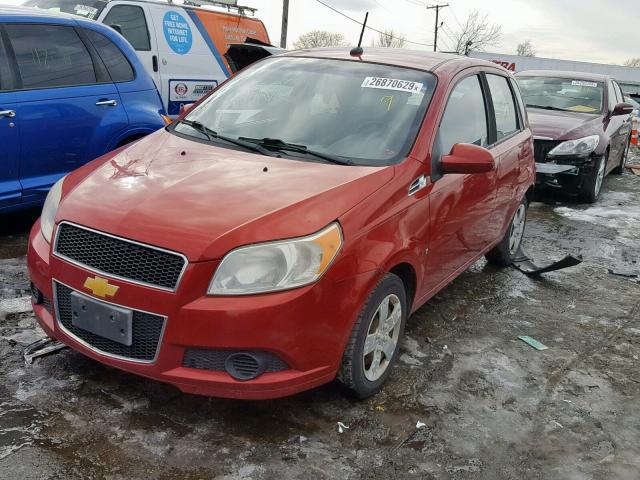 KL1TD66E29B645930 - 2009 CHEVROLET AVEO LS RED photo 2