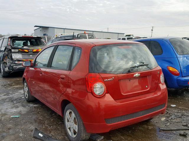 KL1TD66E29B645930 - 2009 CHEVROLET AVEO LS RED photo 3