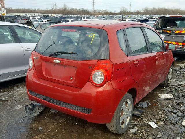 KL1TD66E29B645930 - 2009 CHEVROLET AVEO LS RED photo 4