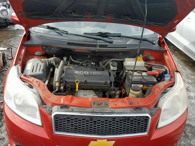 KL1TD66E29B645930 - 2009 CHEVROLET AVEO LS RED photo 7