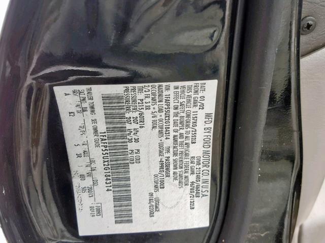 1FAFP55UX2G184314 - 2002 FORD TAURUS SES BLACK photo 10