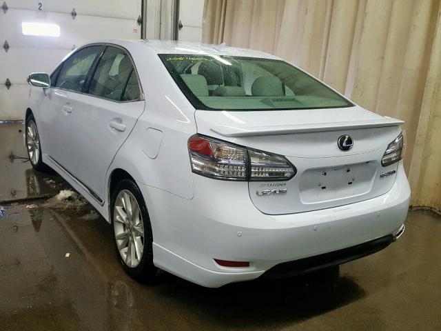 JTHBB1BA2A2012296 - 2010 LEXUS HS 250H WHITE photo 3