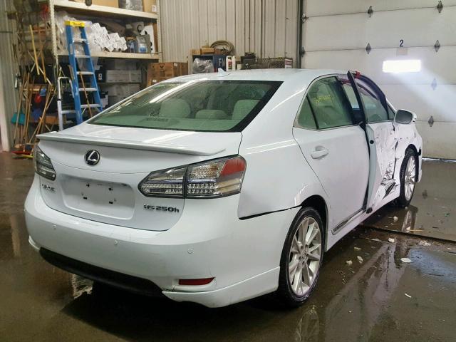 JTHBB1BA2A2012296 - 2010 LEXUS HS 250H WHITE photo 4