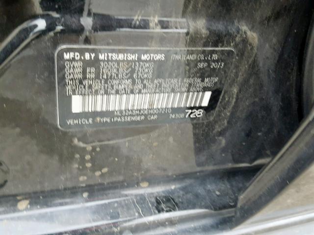 ML32A3HJ0EH007210 - 2014 MITSUBISHI MIRAGE DE BLACK photo 10