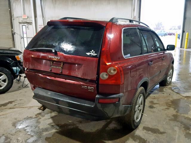 YV1CZ59H741121062 - 2004 VOLVO XC90 BURGUNDY photo 4