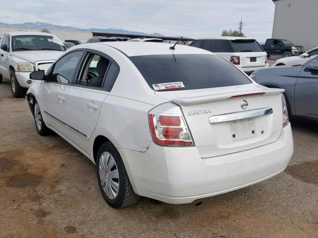 3N1AB6AP1CL742558 - 2012 NISSAN SENTRA 2.0 WHITE photo 3