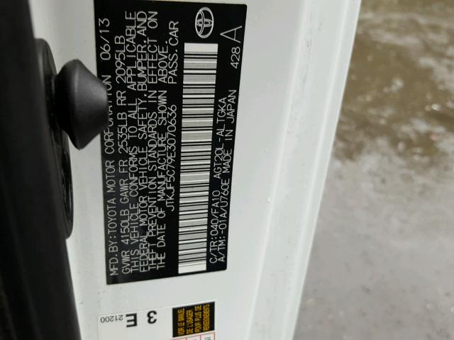 JTKJF5C79E3070636 - 2014 TOYOTA SCION TC 白色 照片 10