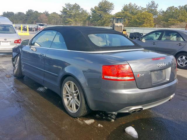 WUARL48H18K900103 - 2008 AUDI S4 QUATTRO GRAY photo 3