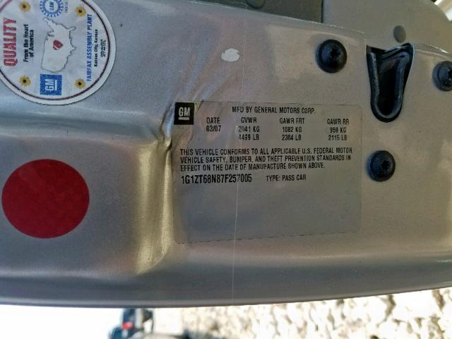 1G1ZT68N87F257005 - 2007 CHEVROLET MALIBU MAX 银色 照片 10