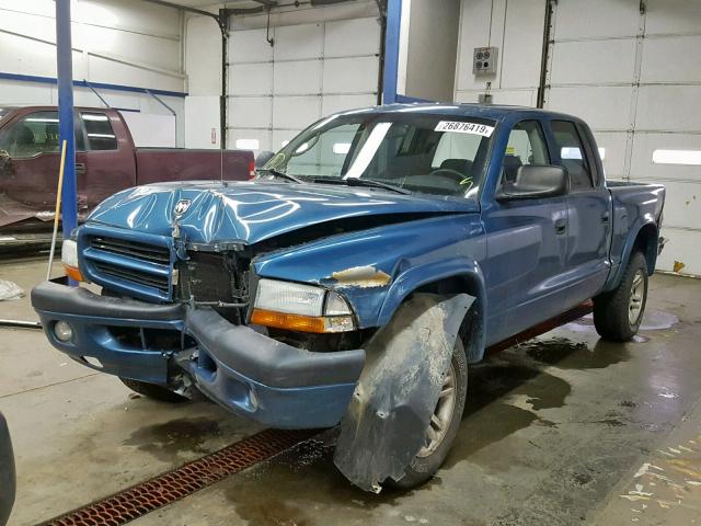 1D7HG38N53S348844 - 2003 DODGE DAKOTA QUA BLUE photo 2