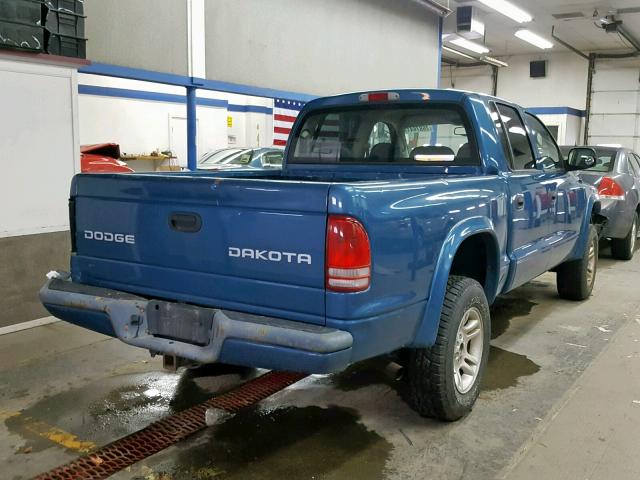 1D7HG38N53S348844 - 2003 DODGE DAKOTA QUA BLUE photo 4