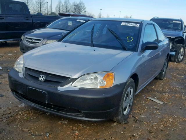 1HGEM22532L065555 - 2002 HONDA CIVIC LX SILVER photo 2