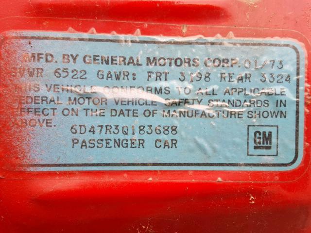 6D47R3Q183688 - 1973 CADILLAC DEVILLE RED photo 10