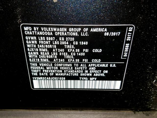 1V2MR2CA5JC521026 - 2018 VOLKSWAGEN ATLAS SEL Qara foto 10