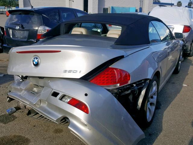 WBAEK13537CN83781 - 2007 BMW 650 I SILVER photo 4