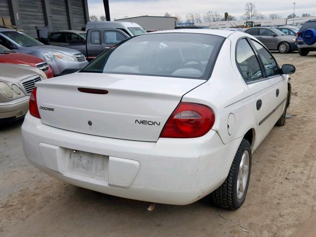 1B3ES26C34D590174 - 2004 DODGE NEON BASE WHITE photo 4