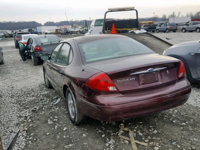 1FAFP55U71A115484 - 2001 FORD TAURUS SES BURGUNDY photo 3