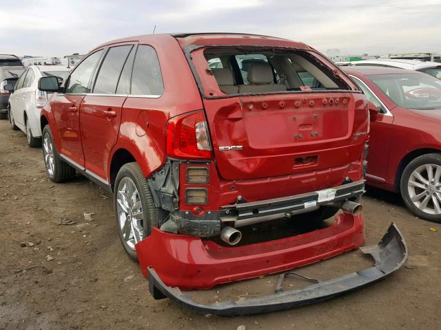 2FMDK3KC3BBA71162 - 2011 FORD EDGE LIMIT RED photo 3