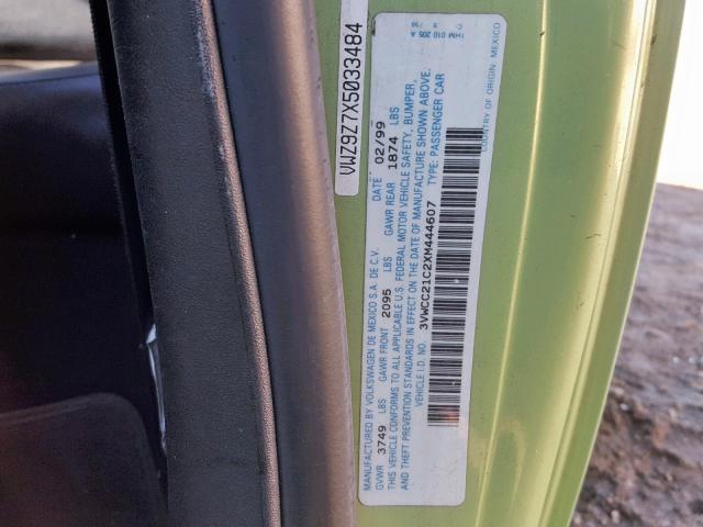 3VWCC21C2XM444607 - 1999 VOLKSWAGEN NEW BEETLE Yaşıl foto 10