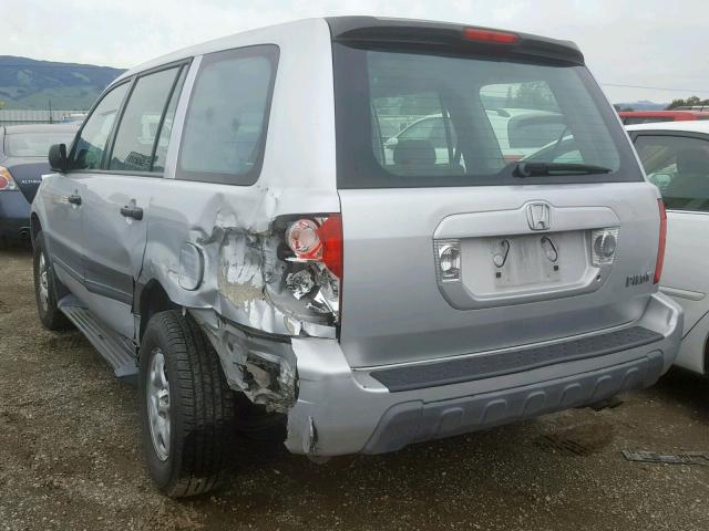 2HKYF18175H553792 - 2005 HONDA PILOT LX SILVER photo 3